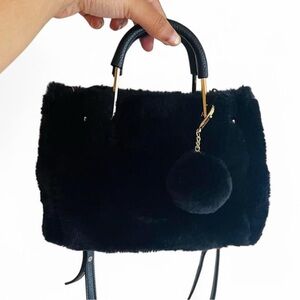 Black Faux Fur Handbag
